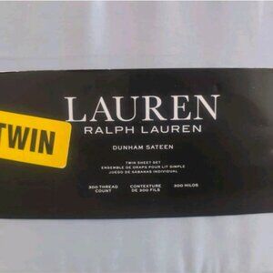 Ralph Lauren Twin Sheet Set 3pc Mist Blue Cotton